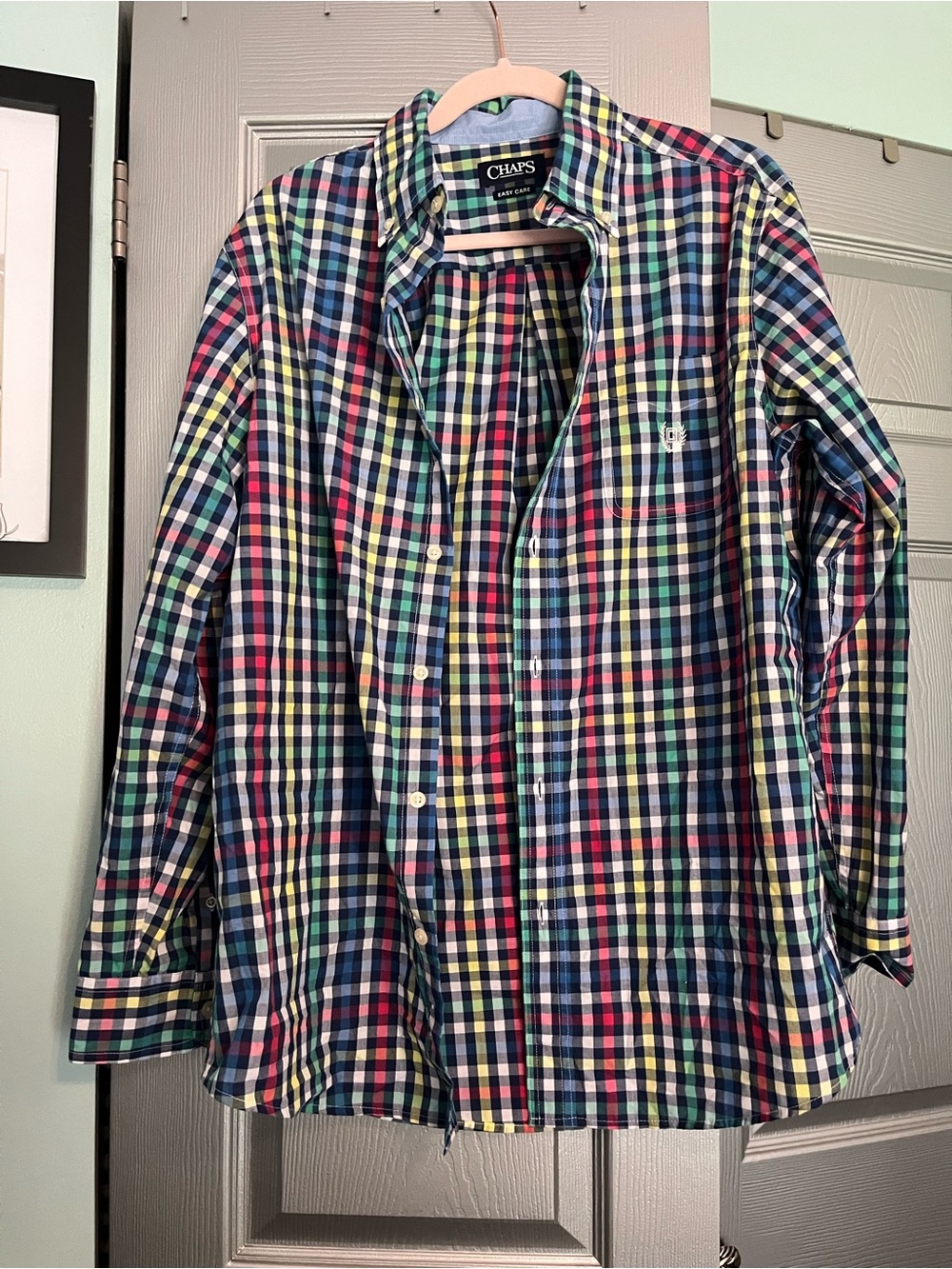 Chaps Men's Multi-Check Button-Down Shirt - Blue, Green, Red, Yellow